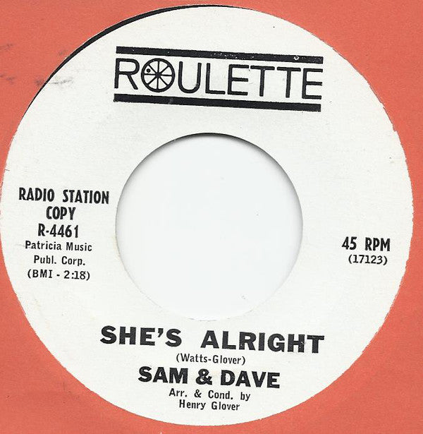 Sam And Dave - Shes Alright / It Feels So Nice (45-Tours Usagé)