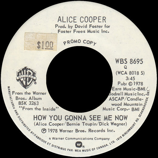 Alice Cooper (2) - How You Gonna See Me Now (45-Tours Usagé)