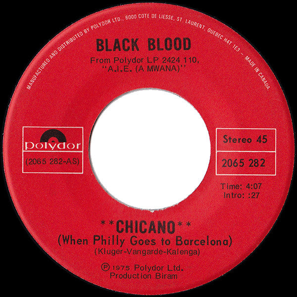 Black Blood (2) - Chicano (when Philly Goes To Barcelona) (45-Tours Usagé)