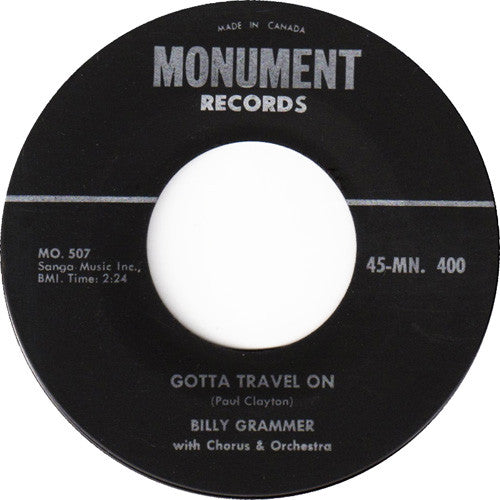 Billy Grammer - Gotta Travel On / Chasing A Dream (45-Tours Usagé)