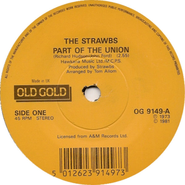 Strawbs - Part Of The Union (45-Tours Usagé)