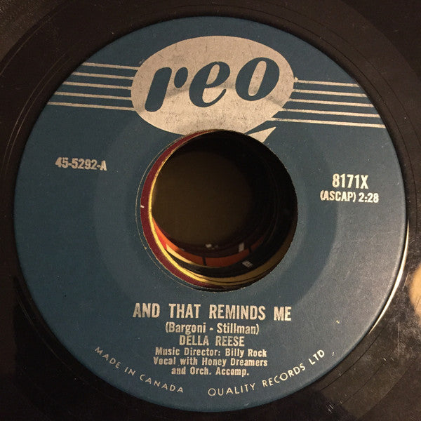 Della Reese - And That Reminds Me / I Cried For You (45-Tours Usagé)