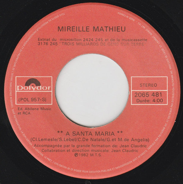 Mireille Mathieu - A Santa Maria (45-Tours Usagé)