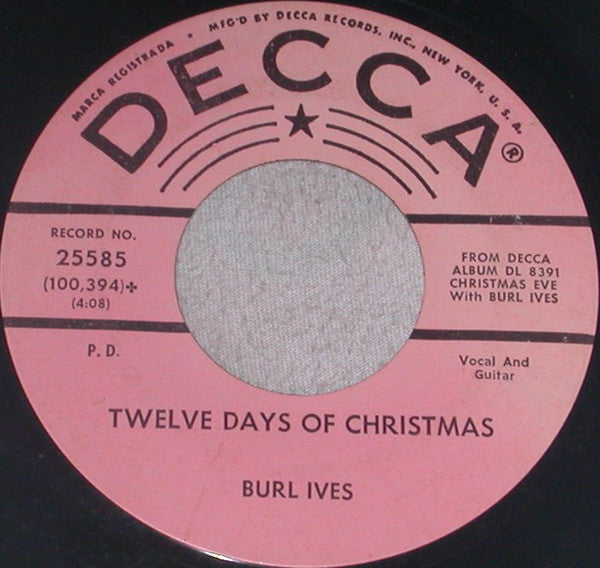 Burl Ives - Twelve Days Of Christmas (45-Tours Usagé)