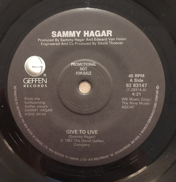 Sammy Hagar - Give To Live (45-Tours Usagé)