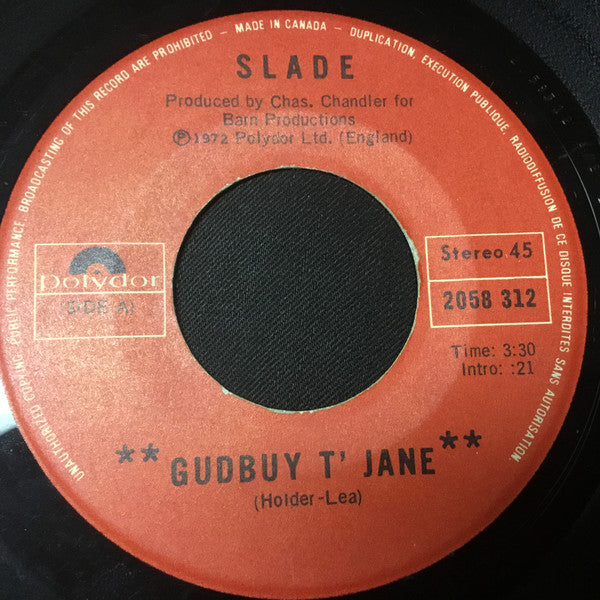 Slade - Gudbuy T Jane (45-Tours Usagé)