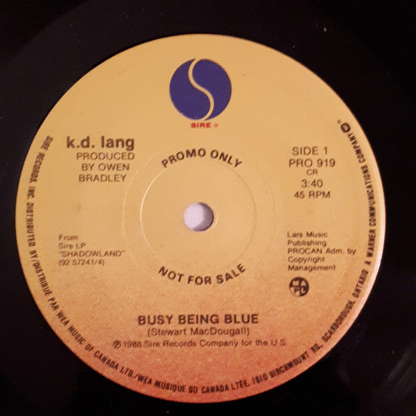 Kd Lang - Busy Being Blue (45-Tours Usagé)