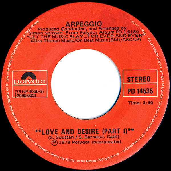 Arpeggio (2) - Love And Desire (part I) / Love And Desire (part Ii) (45-Tours Usagé)