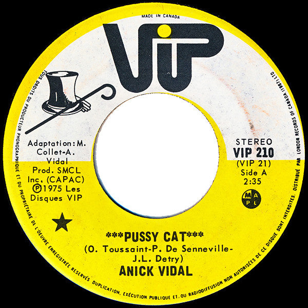 Anick Vidal - Pussy Cat (45-Tours Usagé)