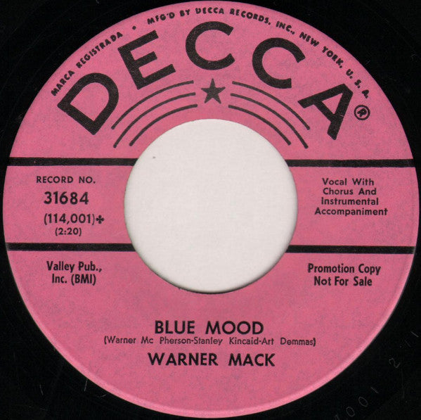 Warner Mack - Blue Mood (45-Tours Usagé)