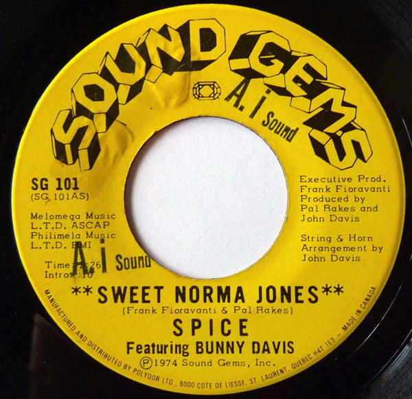 Spice (14) Featuring Bunny Davis - Sweet Norma Jones / Cant Wait Till The Morning Comes (45-Tours Usagé)