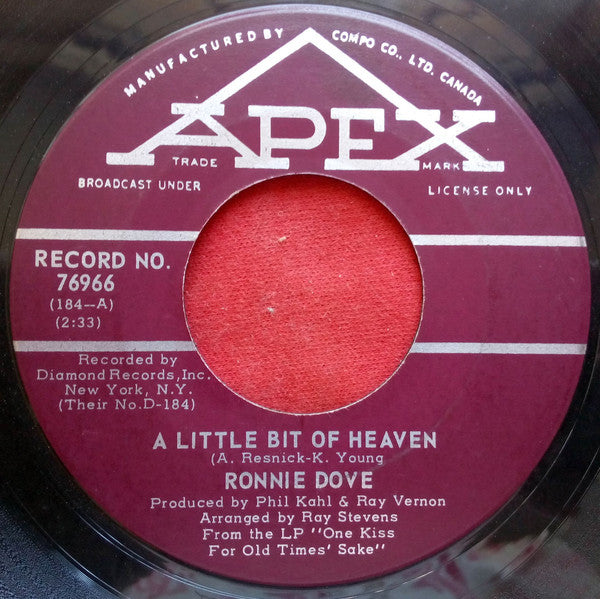 Ronnie Dove - A Little Bit Of Heaven / If I Live To Be A Hundred (45-Tours Usagé)