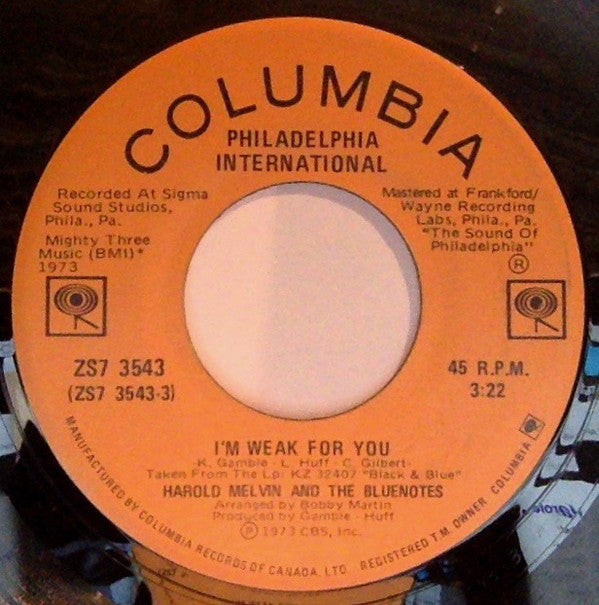 Harold Melvin And The Blue Notes - Im Weak For You (45-Tours Usagé)