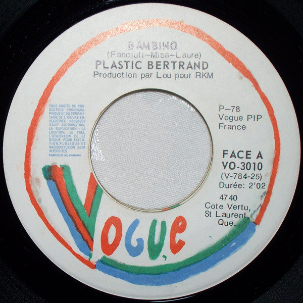 Plastic Bertrand - Bambino (45-Tours Usagé)