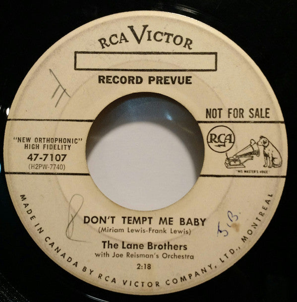The Lane Brothers - Dont Tempt Me Baby / A Lovers Heart (45-Tours Usagé)