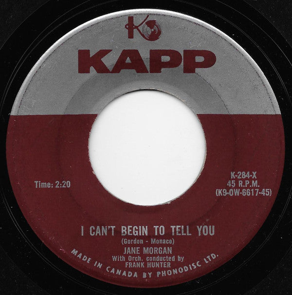 Jane Morgan - I Cant Begin To Tell You (45-Tours Usagé)