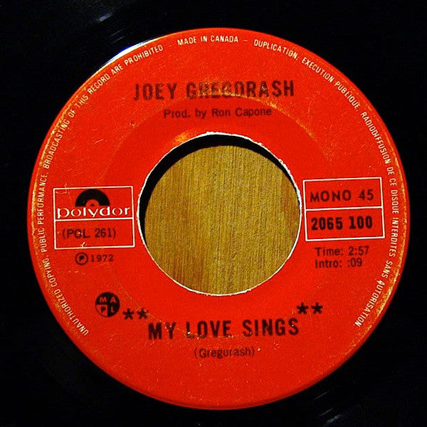 Joey Gregorash - My Love Sings / Sugar Ride (45-Tours Usagé)