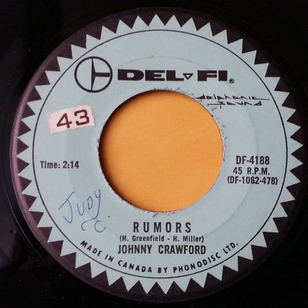 Johnny Crawford - Rumors / No One Really Loves A Clown (45-Tours Usagé)