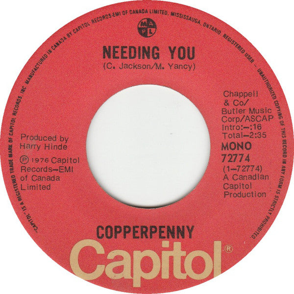 Copperpenny - I Love You / Needing You (45-Tours Usagé)