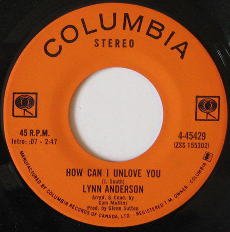 Lynn Anderson - How Can I Unlove You / Dont Say Things You Dont Mean (45-Tours Usagé)