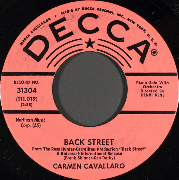 Carmen Cavallaro - Back Street (45-Tours Usagé)