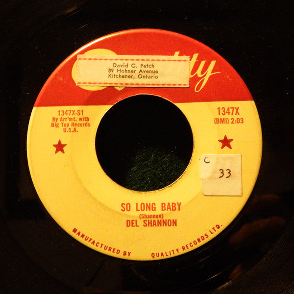 Del Shannon - So Long Baby (45-Tours Usagé)