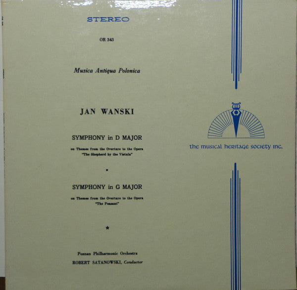 Wanski / Satanowski - Symphonies in D Major / G Major (Vinyle Usagé)