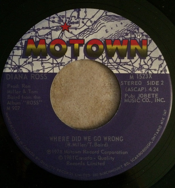 Diana Ross - Medley Of Hits / Where Did We Go Wrong (45-Tours Usagé)