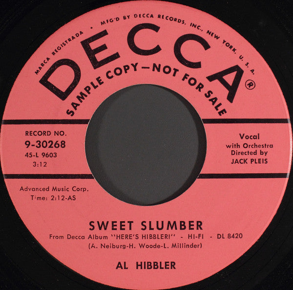 Al Hibbler - Sweet Slumber (45-Tours Usagé)