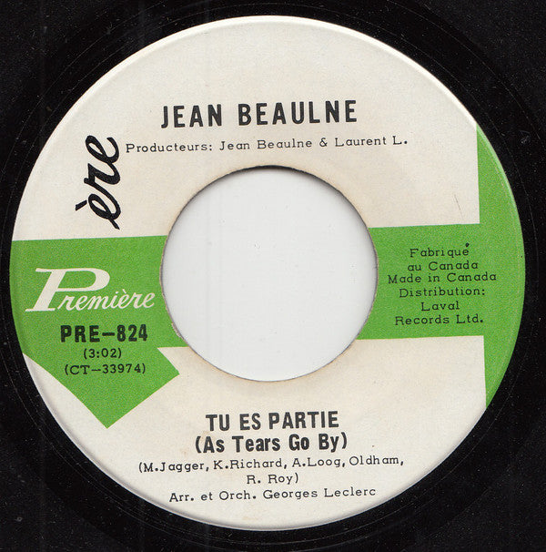 Jean Beaulne - Tu Es Partie (as Tears Go By) (45-Tours Usagé)