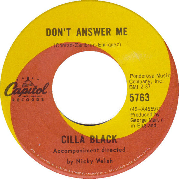 Cilla Black - Dont Answer Me (45-Tours Usagé)