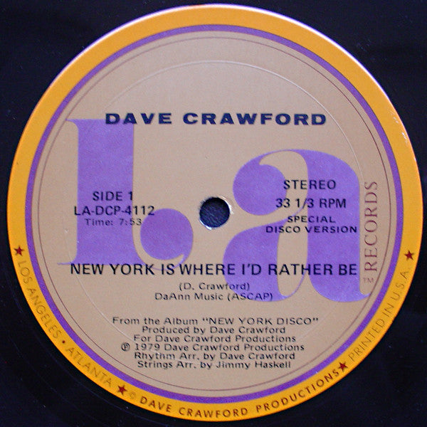 Dave Crawford - New York is Where Id Rather Be (Vinyle Usagé)