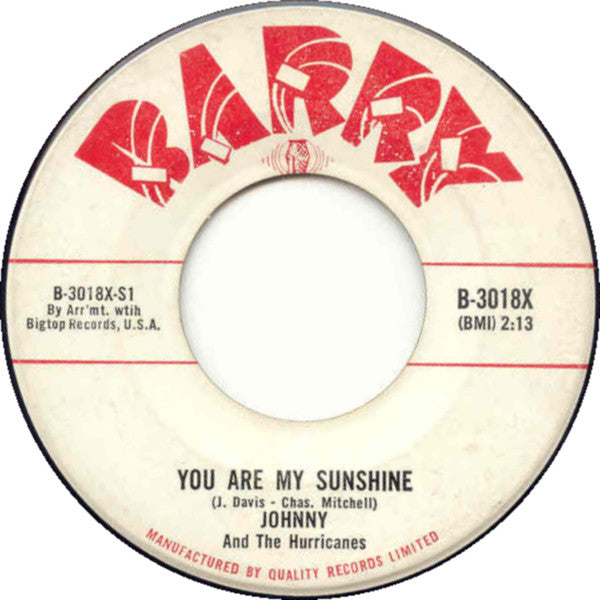 Johnny And The Hurricanes - You Are My Sunshine / Molly-o (45-Tours Usagé)