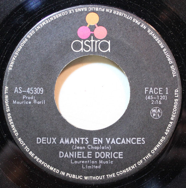 Daniele Dorice - Deux Amants En Vacances (45-Tours Usagé)