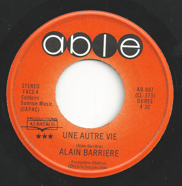 Alain Barriere - Une Autre Vie (45-Tours Usagé)