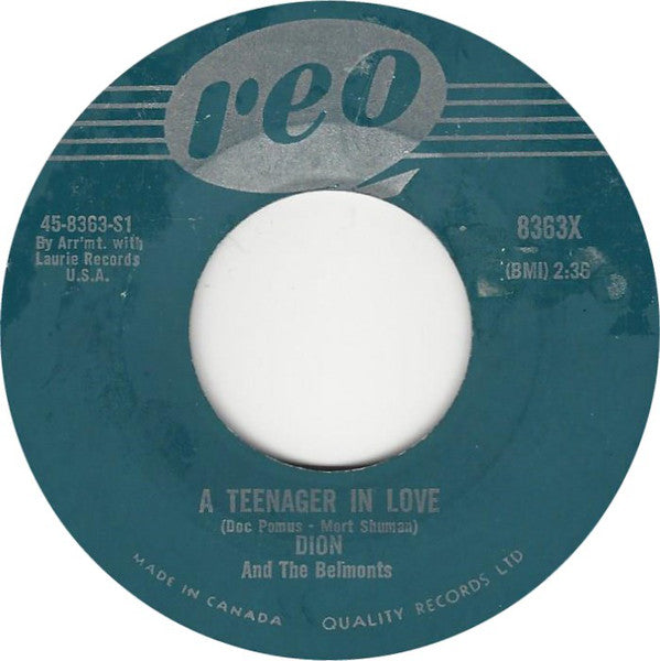 Dion And The Belmonts - A Teenager In Love (45-Tours Usagé)