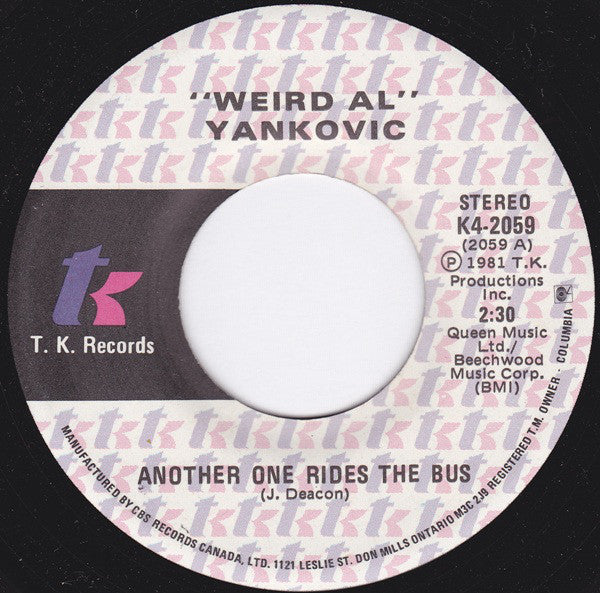 Weird Al Yankovic - Another One Rides The Bus / Gotta Boogie (45-Tours Usagé)